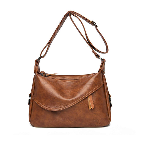 NICOLE&DORIS Classic Crossbody Bag Womens Soft Vintage Shoulder Bag Ladies Handbag PU Leather Messenger Bag Simple Tote Purse Underarm Bag Brown