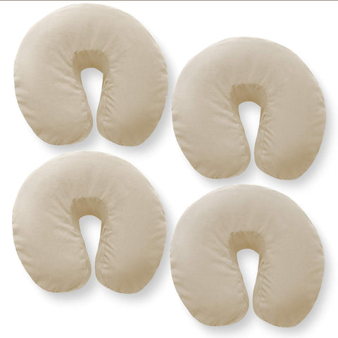 Saloniture 4-Pack Premium 100% Cotton Flannel Face Cradle Covers - Soft Cotton Fitted Massage Table Cradle Cover - Natural
