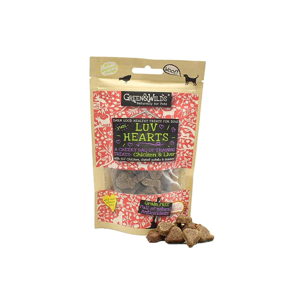 Green & Wilds Eco-Friendly Dog Treats - Luv Hearts