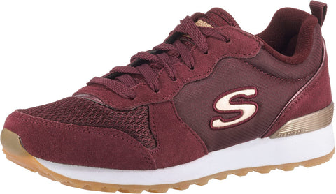 Skechers Women's Og 85 Gold'n Gurl Trainers, Burgundy Suede Nylon Mesh Rose Gold Trim, 6 UK