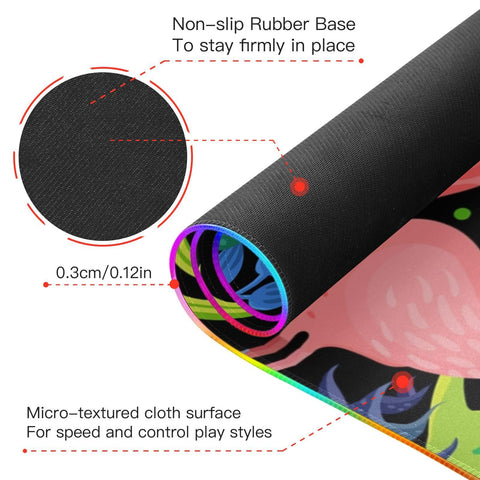 Flamingo Leaves Wireless Charging Mouse Pad for Mobile Phone Extra Large Gaming Mousepad with 13 Lighting Modes Computer Mat for Office Home Gaming MacBook PC Laptop Desk