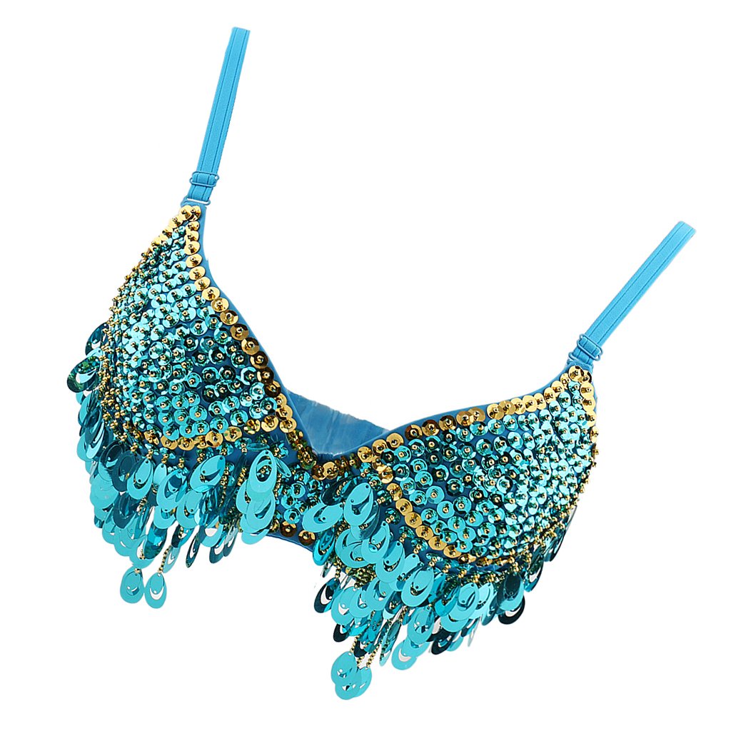 misppro Women's Top Bra Belly Dance Hip Dancer Costume Dancewear Dancing Costume - Blue