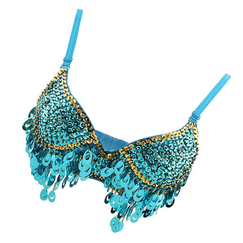 misppro Women's Top Bra Belly Dance Hip Dancer Costume Dancewear Dancing Costume - Blue
