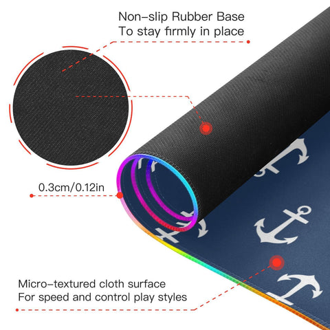 Anchors Wireless Charging Mouse Pad for Mobile Phone Extra Large Gaming Mousepad with 13 Lighting Modes Keyboard Mat for Gaming MacBook PC Laptop Desk Home Office