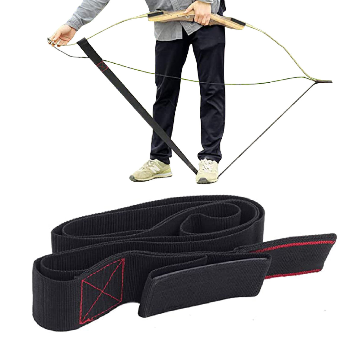 Azarxis Archery Bow Stringer Recurve Bows String Archery Bowstringer, Woven Tip Limb, Length 177cm, Width 4.9cm, Black