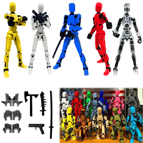 (Assembly Completed) Titan13 Action Figure Set,Upgrade Lucky Robot 13 Action Figure,3D Printed Multi-Jointed Movable,Nova 13 Action Figure for Collectors Desktop Decorations (Assembly completed-5pcs)