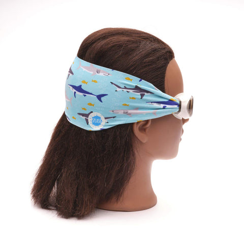 Splash Place SWIM GOGGLES with Fabric Strap - SHARK ATTACK | Fun, Fashionable, Comfortable - Adult & Kids Swim Goggles