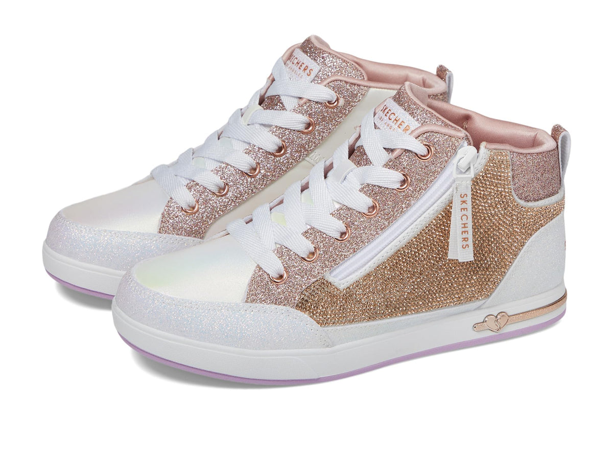 Skechers Girls Shoutouts-Style STRUT Sneaker, White/Rosegold, 13 Little Kid