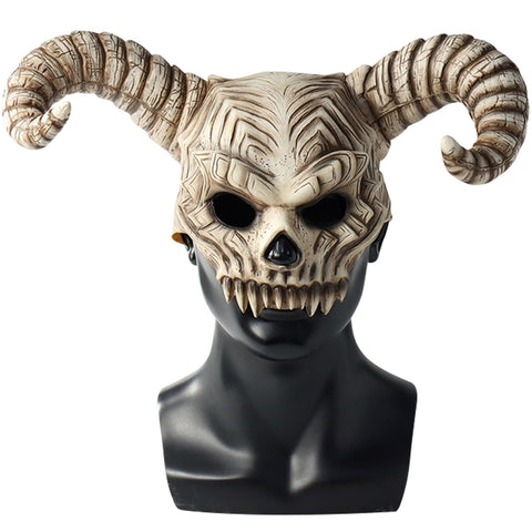 Infinity Gauntlet Demon Skull Mask Devil Antelope Sheep Horn Full Head Mask Animal Skull Mask Ram Horns Scary Halloween Mask for Adult Kids