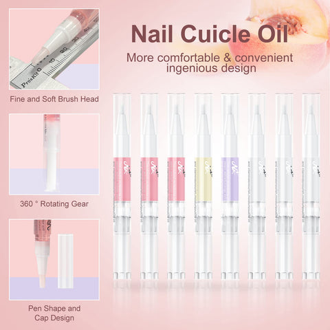 AISEELY Cuticle Oil Pen, 8PCS Nutrition Oil Pen, Cuticle Oil for Nails with Natural Ingredients, Nail Oil Cuticle for Repairing Cracked and Dry Nail
