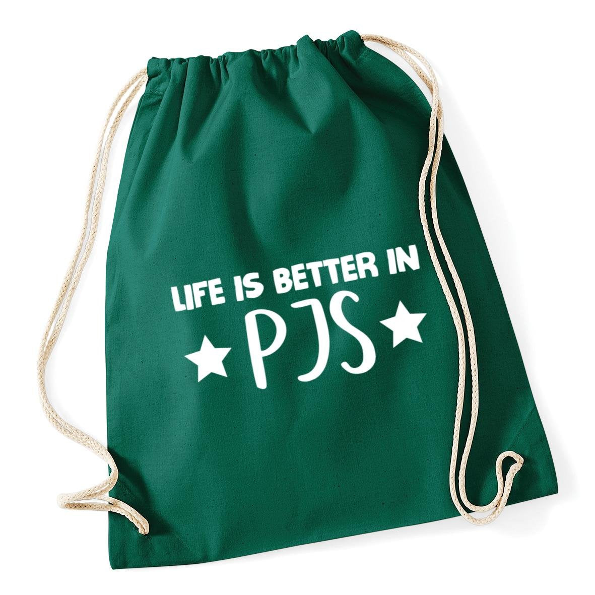 HippoWarehouse Life is better in pjs Drawstring Cotton School Gym Kid Bag Sack 37cm x 46cm, 12 litres