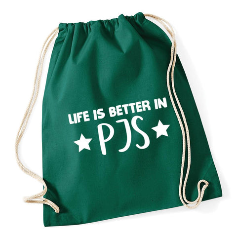 HippoWarehouse Life is better in pjs Drawstring Cotton School Gym Kid Bag Sack 37cm x 46cm, 12 litres