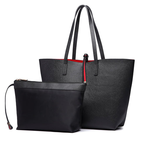 Miss Lulu Tote Bags for women Handbags Set Shoulder Bags Synthetic Leather Large Capacity Ladies Bag for Work School Travel Black