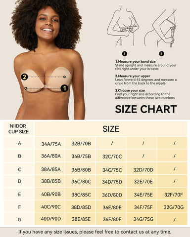 Niidor Adhesive Bra Strapless Sticky Invisible Push up Silicone Bra for Backless Dress with Nipple Covers Nude(B Cup)