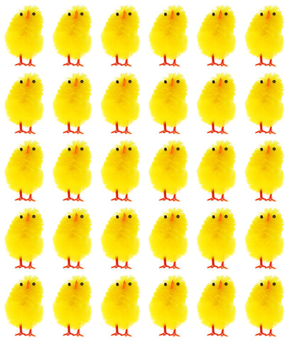 REDSTAR Pack of 30 Yellow Easter Mini Chenille Chicks Fluffy Plush Cute Decorations Children's Easter Bonnet Easter Egg Hunt Arts & Crafts Home Decor Cake Toppers