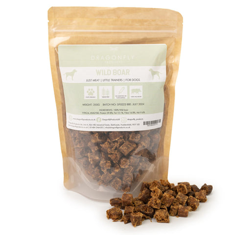 Dragonfly Products Grain Free Puppy Training Treats - 100% Pure Meat - Healthy Low Fat Dog Treats - 250g (Wild Boar)