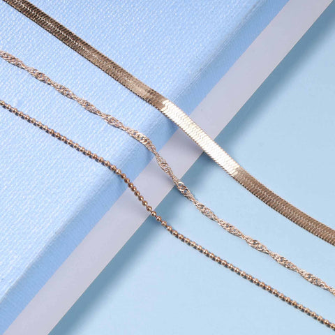 Yheakne Punk Layered Chain Necklace Gold Flat Snake Chain Necklace Choker Vintage Herringbone Necklace Stacking Chunky Necklace Chain Jewelry for Women and Girls Gift