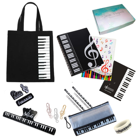 GOOGIT Music Sheet Binder with Bag Shopper Pencil Case Stationery School, Black, Folder