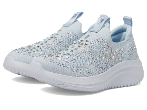 Skechers Kids Ultra Flex 3.0-Sparkle Show Sneaker, Light/Blue, 3.5 US Unisex Big Kid