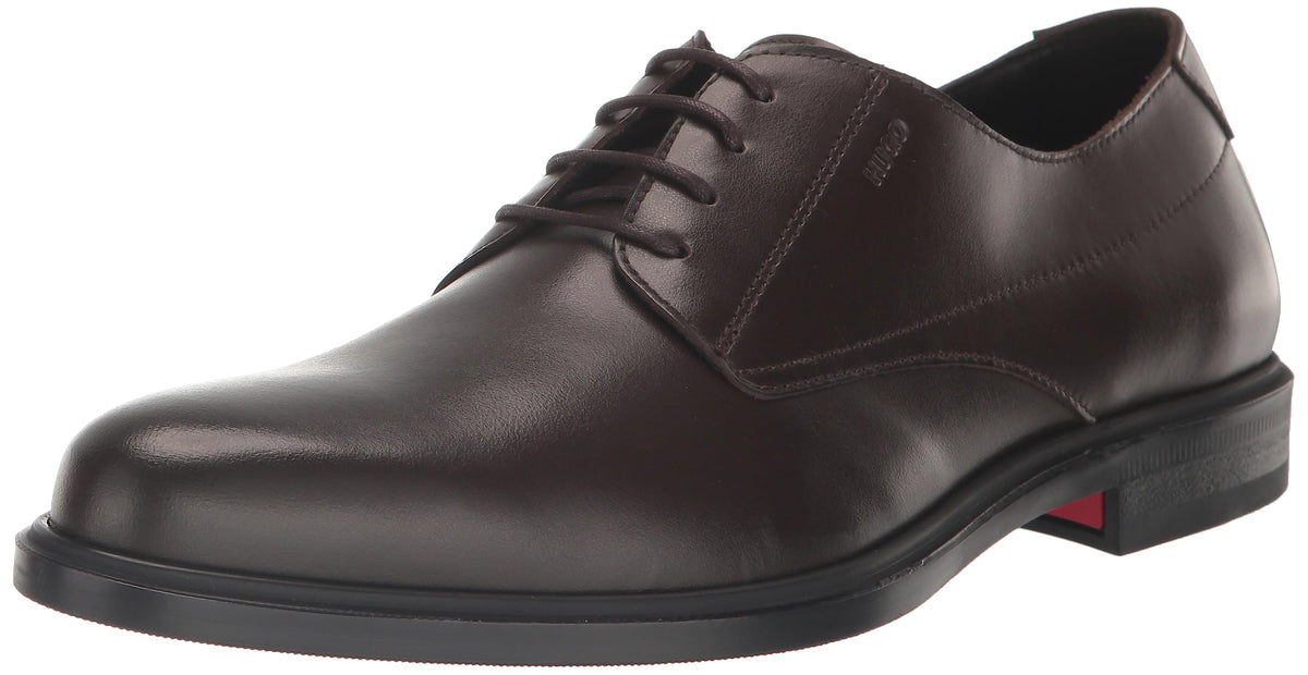 HUGO Kerr Shiny Leather Derby Dress Shoe Deep Brown