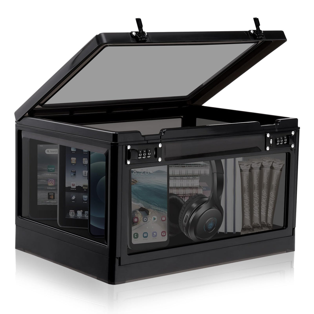 Large Lock Box for Personal Items, Combination Lockable Storage Box for Office Locker/School/Medicine/Snacks/Phone Jail/Electronic/Home