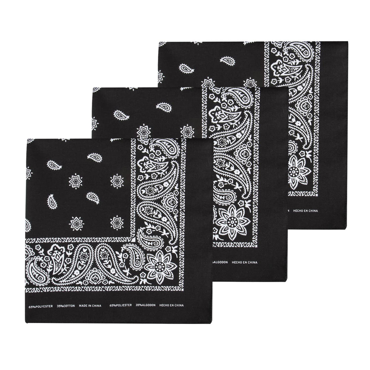 Levi's Men's 100% Cotton Multi-purpose Bandana Gift Sets - Headband, Wrap, Protective Coverage, Black, Pack 3