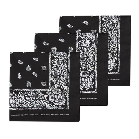 Levi's Men's 100% Cotton Multi-purpose Bandana Gift Sets - Headband, Wrap, Protective Coverage, Black, Pack 3