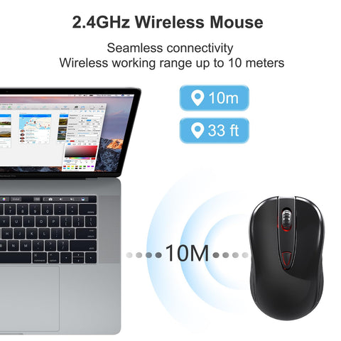 OKIMO Wireless Mouse for Laptop Computer Mouse with USB Receiver 2.4GHz Optical Tracking Computer Mouse Ergonomic Portable Mouse for PC Laptop (Black)