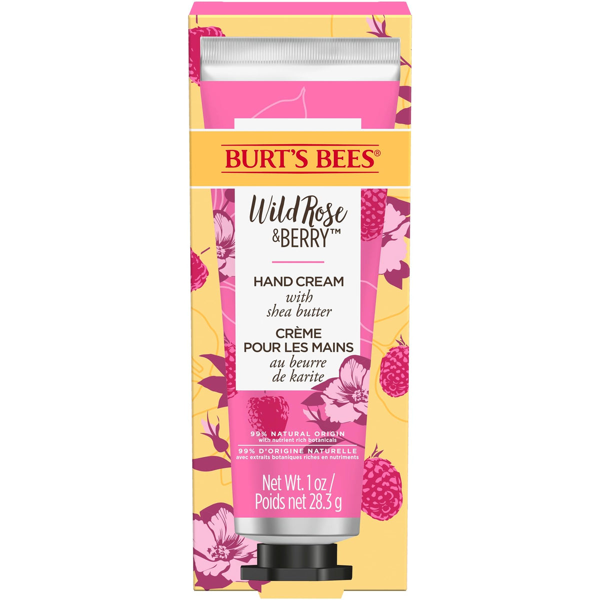 Burt’s Bees Hand Cream for Very Dry Hands, Wild Rose & Berry, Hand Moisturiser With Nourishing Shea Butter, 28.3g