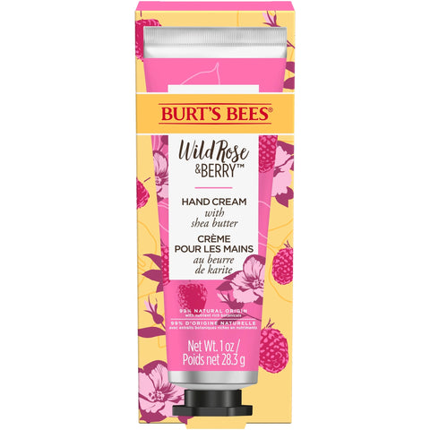 Burt’s Bees Hand Cream for Very Dry Hands, Wild Rose & Berry, Hand Moisturiser With Nourishing Shea Butter, 28.3g