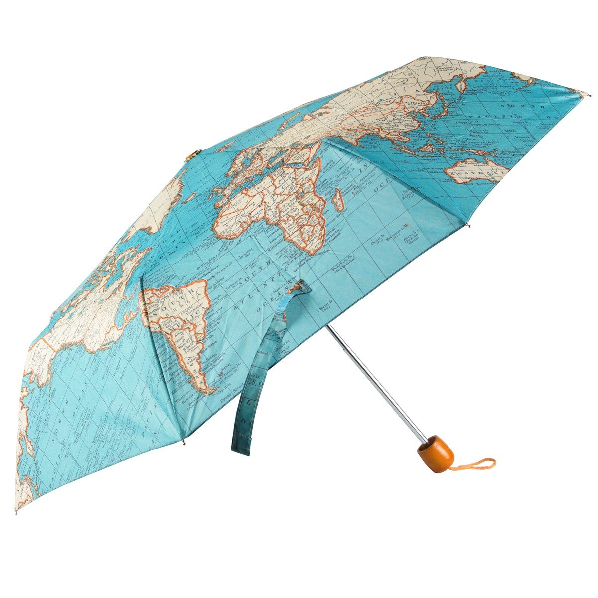Mr. Wonderful Vintage Map Folding Umbrella