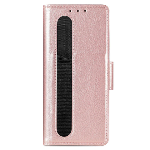 Wallet Case for Samsung Galaxy Z Fold 6,Pen Holder Leather Case, Flip Card Slot Magnetic Folio Book Cover,Pink