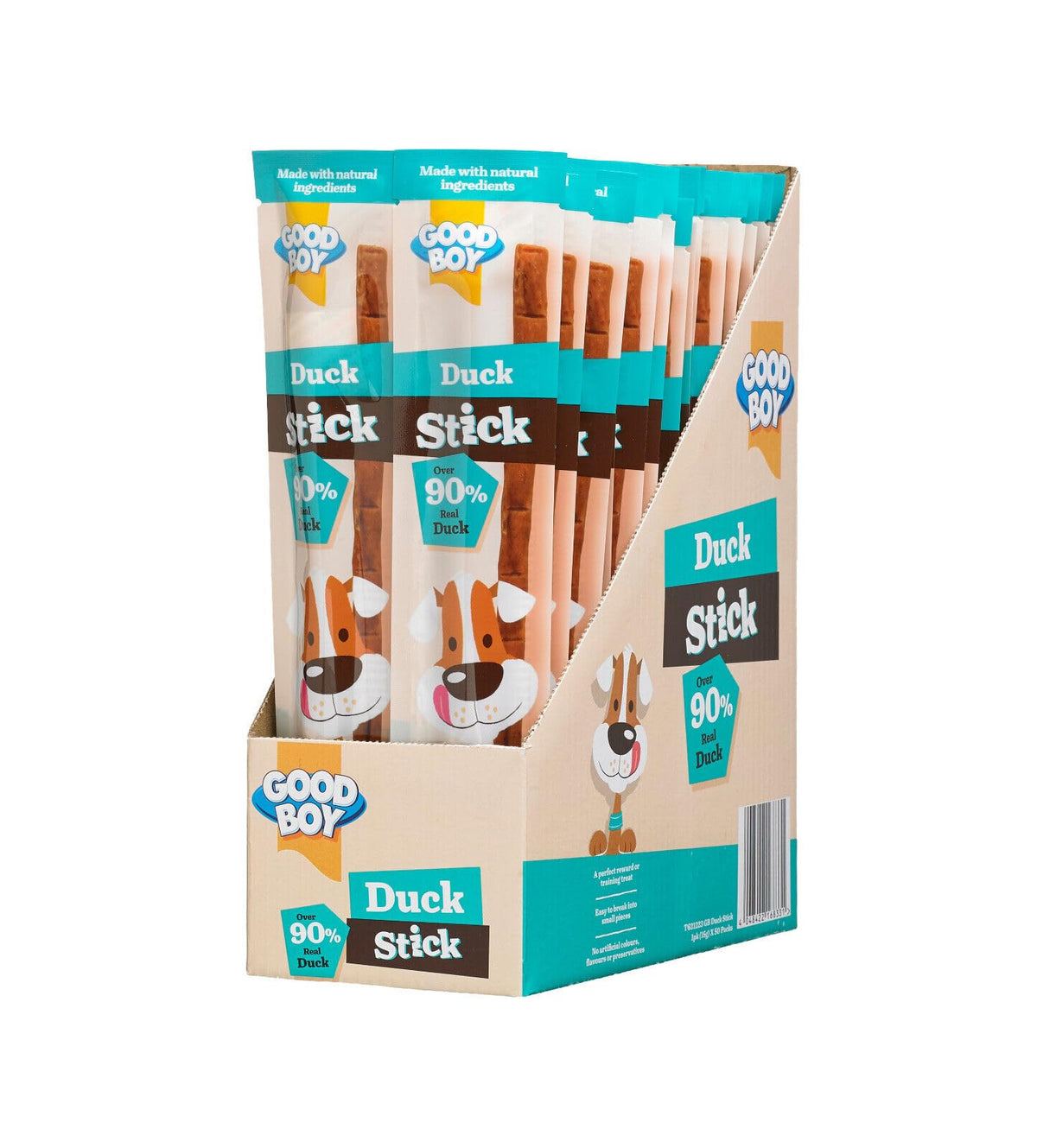 WUNDAPETS GOOD BOY DUCK STICKS CHEWY TASTY MEATY TREAT SNACK DUCK FLAVOUR, 90% REAL DUCK MEAT, CASE OF 50