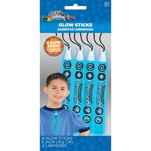 Amscan Skylanders Glow Stick Lanyard Birthday Party Favors (4 Pack), 6", Blue