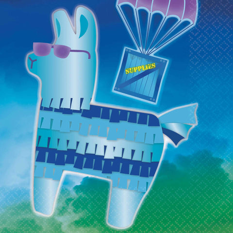 amscan Battle Royal Green and Blue Beverage Party Napkins, 5" x 5", 16 Ct.
