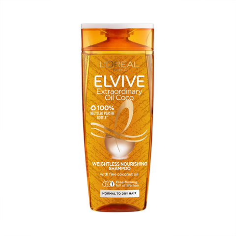 Elvive Haircare LOreal Paris Extraordinary Oil Weightless Nourishing Shampoom, Coconut, 400 ml