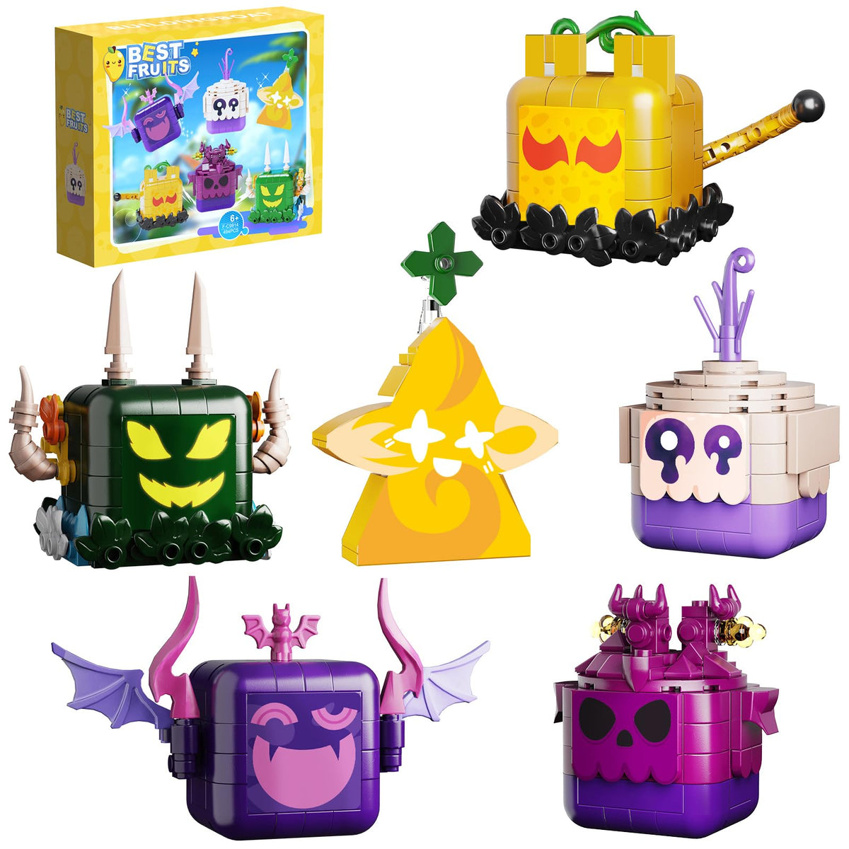 ZIQILIGHTING Fruits Building Set - Not with Code, Cute Fruits Bricks Toy Idea Collectible Gift Doll for Kids Boys Girls Aged 6+ Game Fans(493PCS)