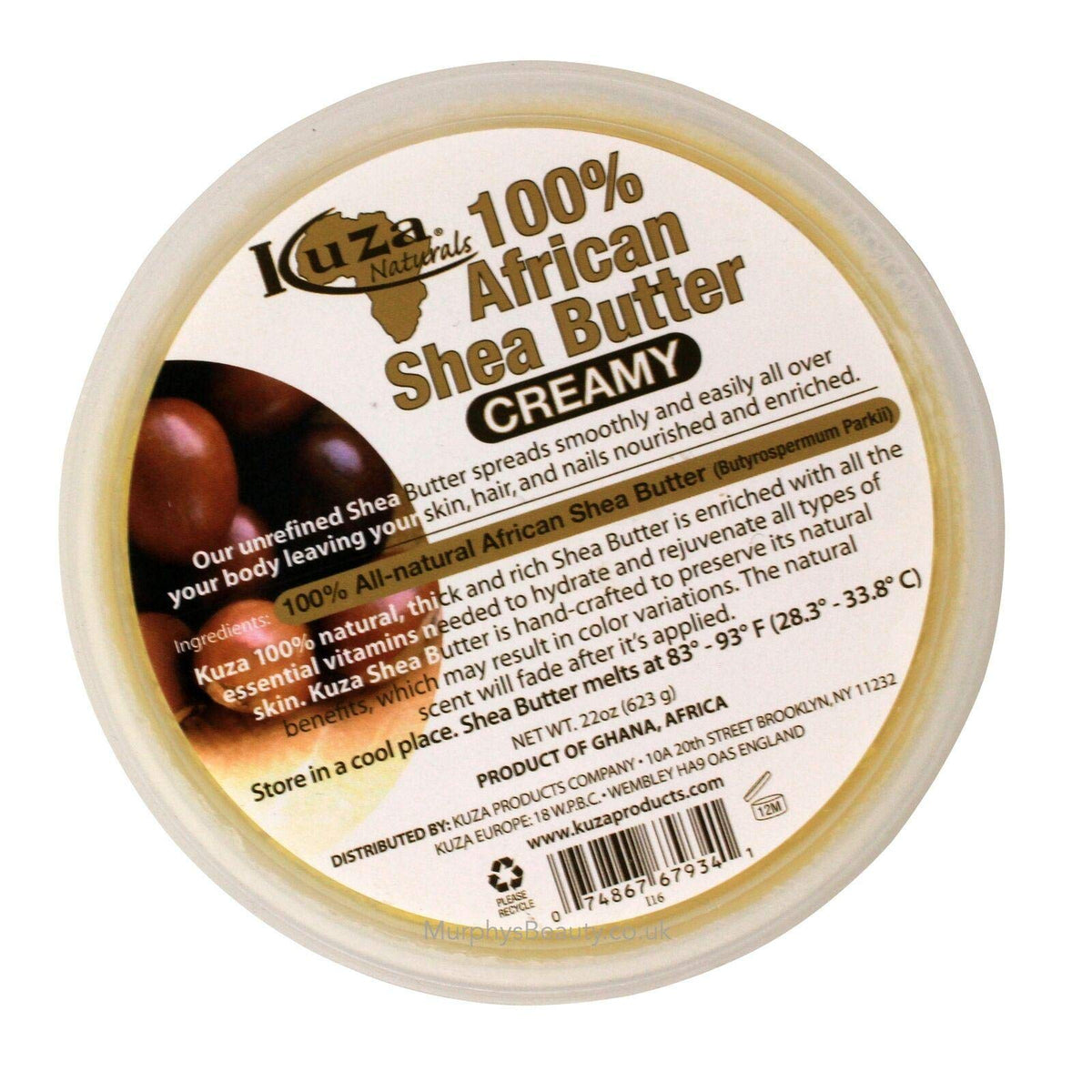 Kuza 100% Pure African Shea Butter with Borututu, Yellow Creamy - 22oz. - Moisturizer for Hair, Skin & Nails