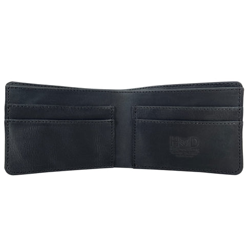 Hide & Drink, Slim Bifold Wallet, Classic Billfold for Pocket or Bag, Store Money, Cards and Cash, Travel Accessory, Full Grain Leather, Handmade, Charcoal Black