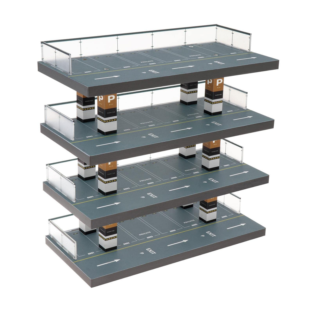 Menolana Vehicle Model Display Case with Parking Lot Scene, 1/64 4 Tiers Car Garage Protective Case for Toy Cars, Collectors, Alloy Car