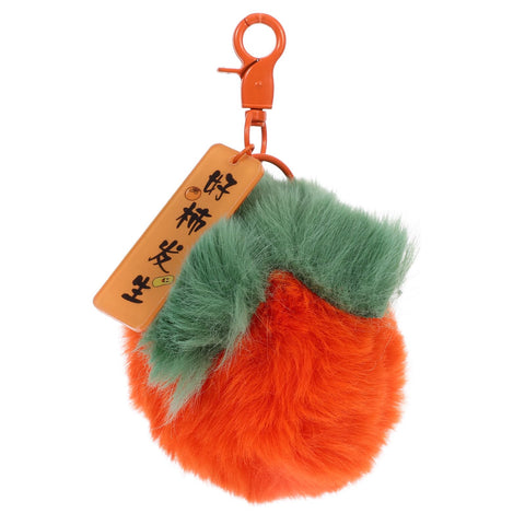 ULTECHNOVO Pom Poms Keychains, Fluffy Persimmon Keyring Bag Charms Fengshui Charm Keychain Pom Pom Key Ring New Year Keychain Decor Persimmon Pompom Keychain Car Miss Faux Fur Bag Pendant