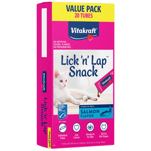 Lick 'n' Lap Snack with Salmon Cat Treat, Value-Pack 20pk