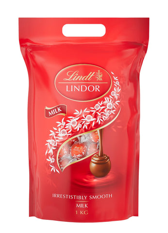 Lindt Lindor Milk Chocolate Truffles Bag - Approx 80 balls, 1kg - Chocolate Truffles with a Smooth Melting Filling - Gift Present or Sharing Box - Easter, Birthday, Celebrations, Congratulations