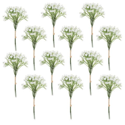12Pcs Babys Breath Artificial Flowers Fake Babys Breath Gypsophila Real Touch White Fake Flowers Baby Breath Flowers Artificial Bulk Babys Breath Bouquet Set for Wedding Bouquet Floral Home Decor