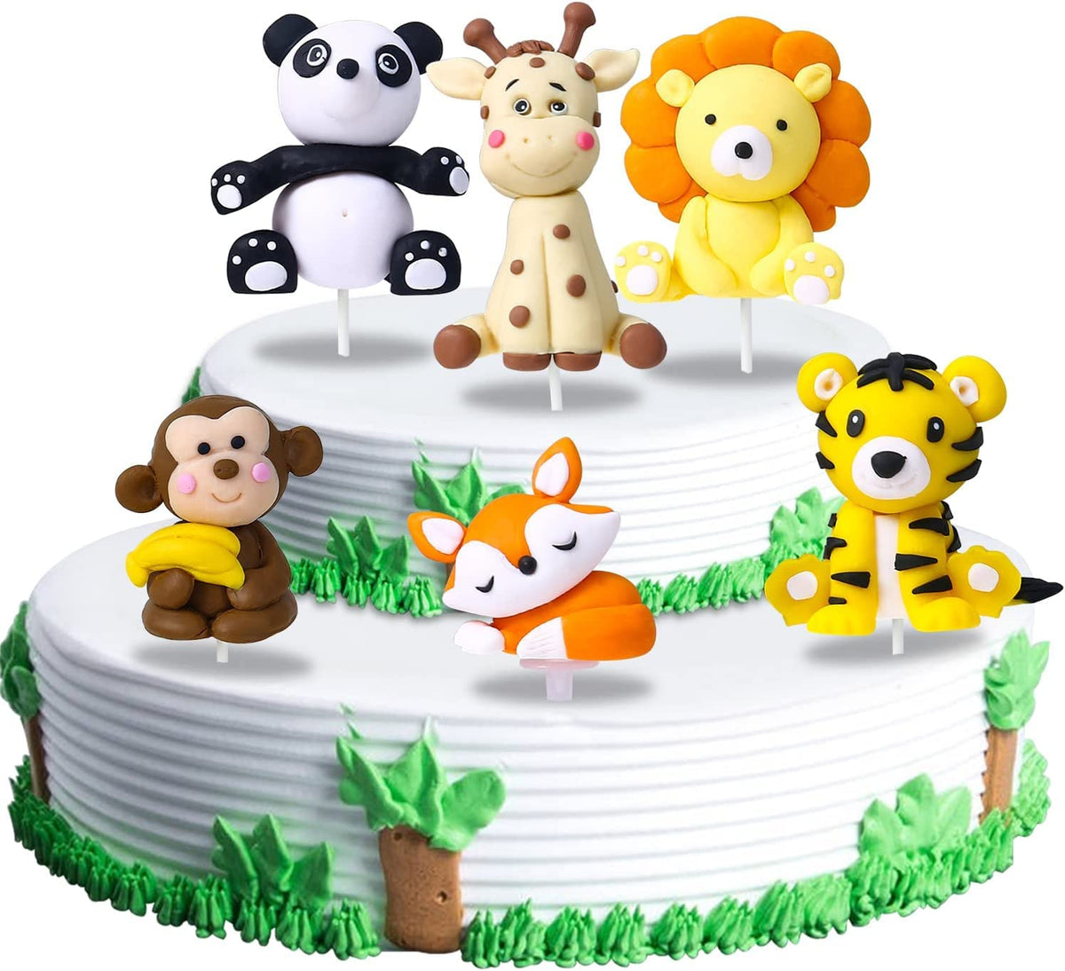 Jungle Animal Cupcake Toppers, 6 Pack Jungle Cake Decoration, Zoo Animals, Birthday, Animal Cake Toppers for Children Baby Shower, Animal Theme Cake Decorations