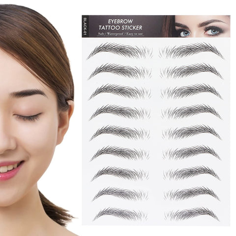 Eyebrow Sticker, Long Lasting Eyebrow Transfers Sticker Household Portable Women Eyebrow Tattoo Sticker Temporary Brow Tattoo Peel Off Grooming Shaping Eyebrow Sticker for Women and Girls(BLACK-01)