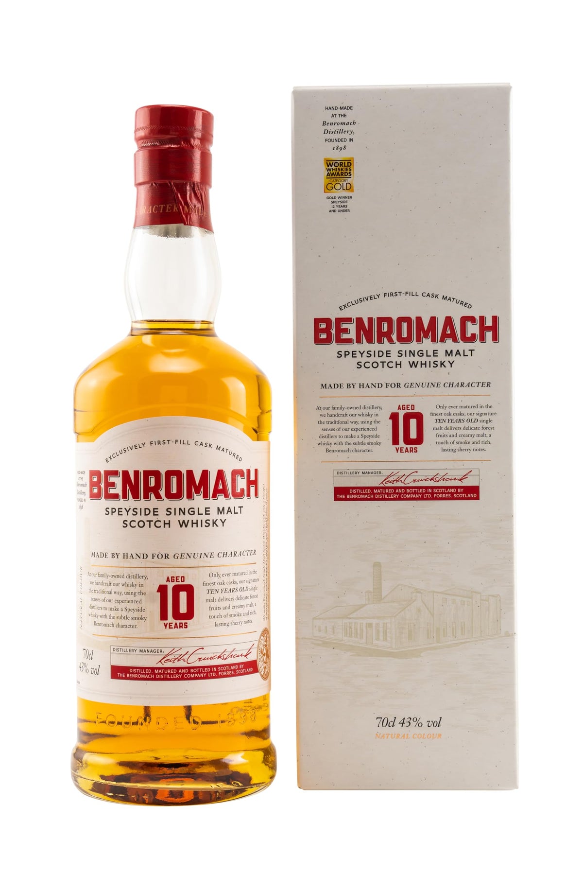 Benromach Single Malt 10 YO Scotch Whisky | 70 cl | 43 Percent ABV