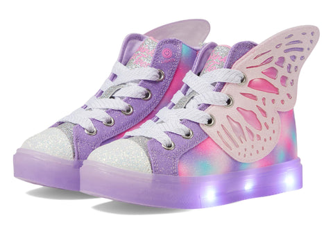 Skechers Girls Twinkle Sparks ICE Sneaker, Lavender/Multi, 1 Little Kid