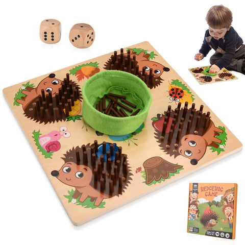 Wooden Hedgehog Shape Game Sensory Training Toys, Hedgehog Stick Game Montessori Toys for Kids, Hedgehog Counting Early Learning Toys, Education Puzzle Math Toys Gifts for Boys Girls for Aged 3+