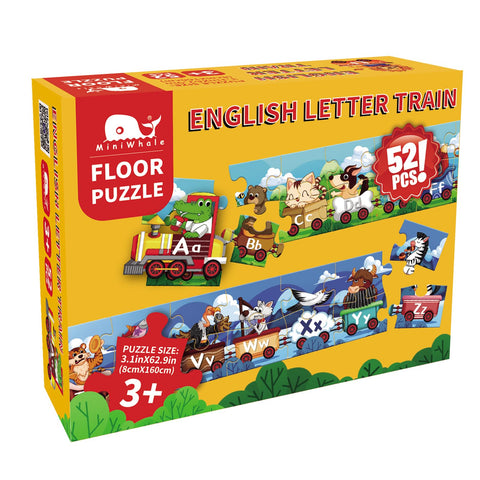 MINIWHALE Kids Floor Puzzles, Alphabet Express Jumbo Jigsaw Puzzles for Preschool, Toys & Gifts for Boys & Girls(52 Pcs)